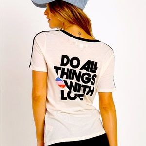 Spiritual Gangster Do All Things with Love ❤️ V neck Tshirt sz Med